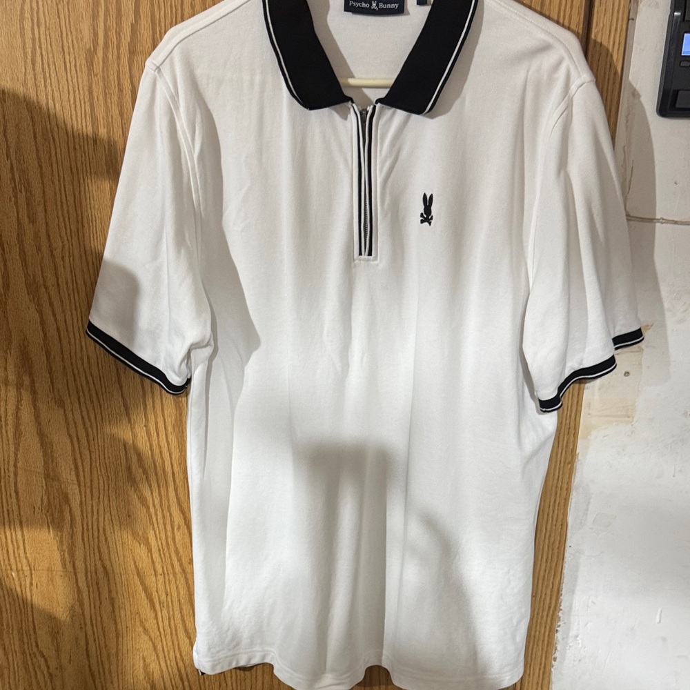 Psycho Bunny White Polo with Black Trim
